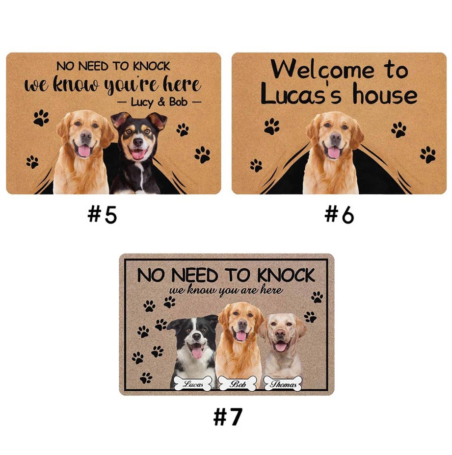 Custom No Need To Knock We Know Youre Here Dog Doormat Pet Photo Doormat Closing Gift Welcome Doormat Front Doormat Monogram Rug Dog Cat Photo